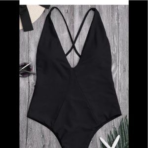 Black high rise, cheeky one piece suit